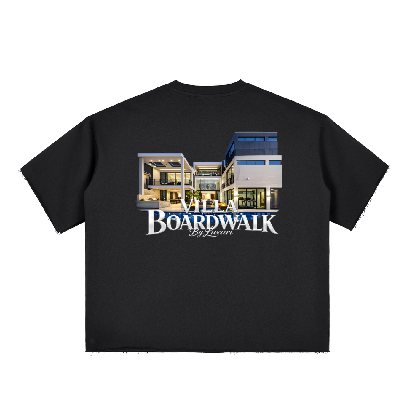 Boxy Half-Sleeve Raw-Edge T-Shirt