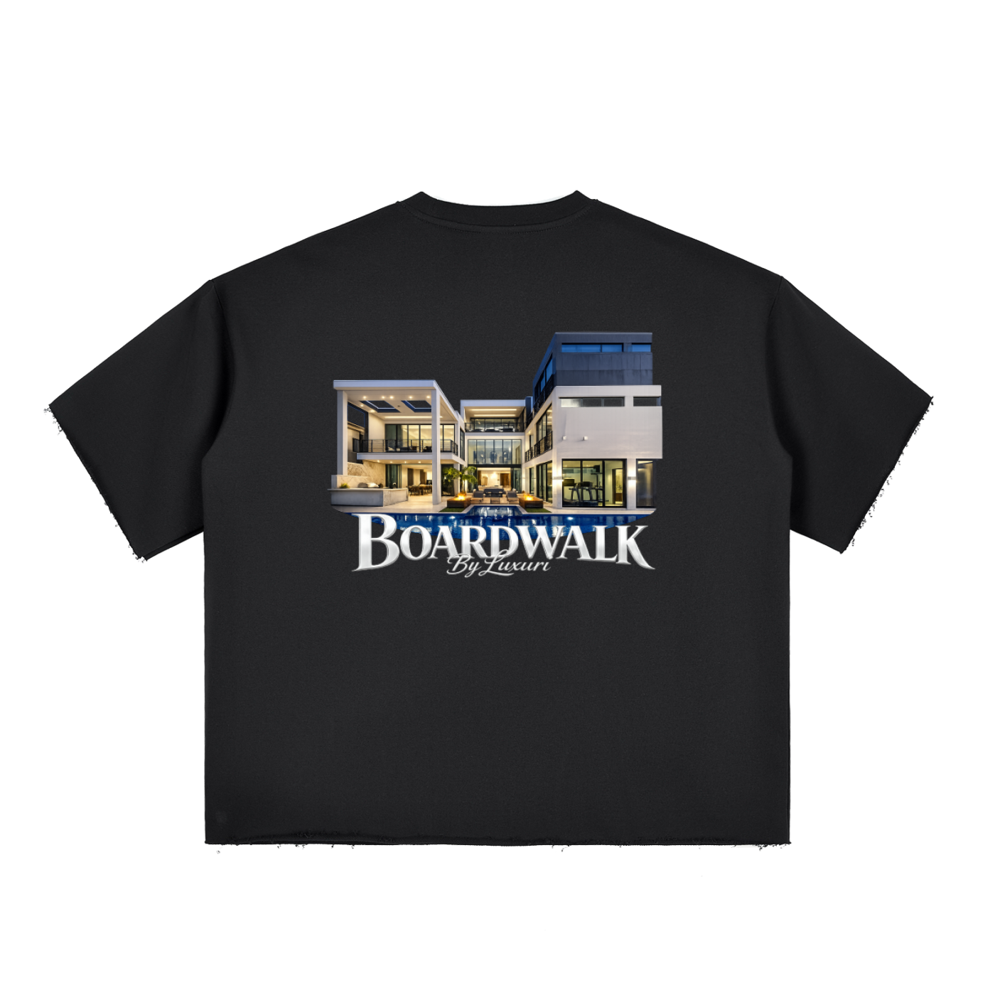 Boxy Half-Sleeve Raw-Edge T-Shirt