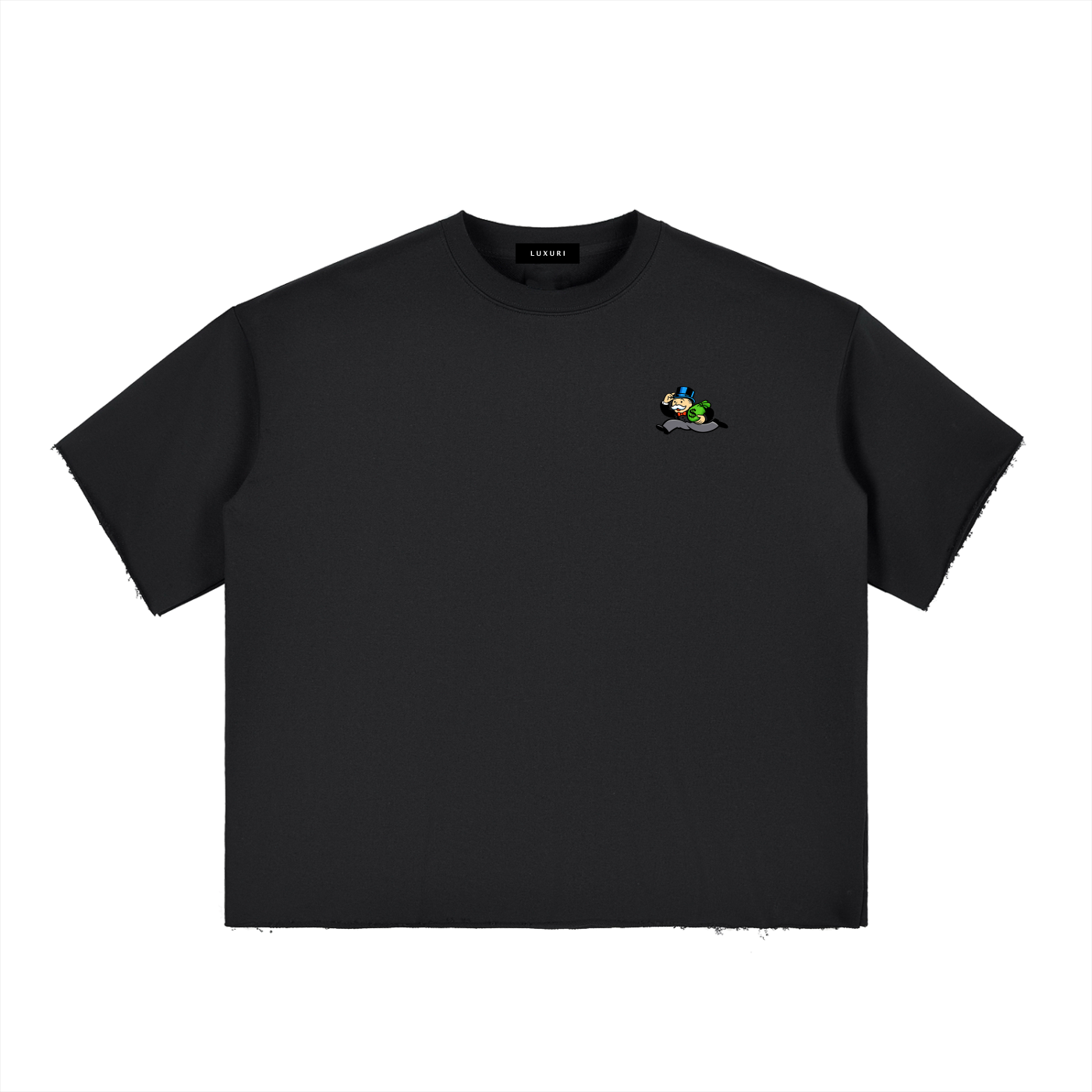 Boxy Half-Sleeve Raw-Edge T-Shirt