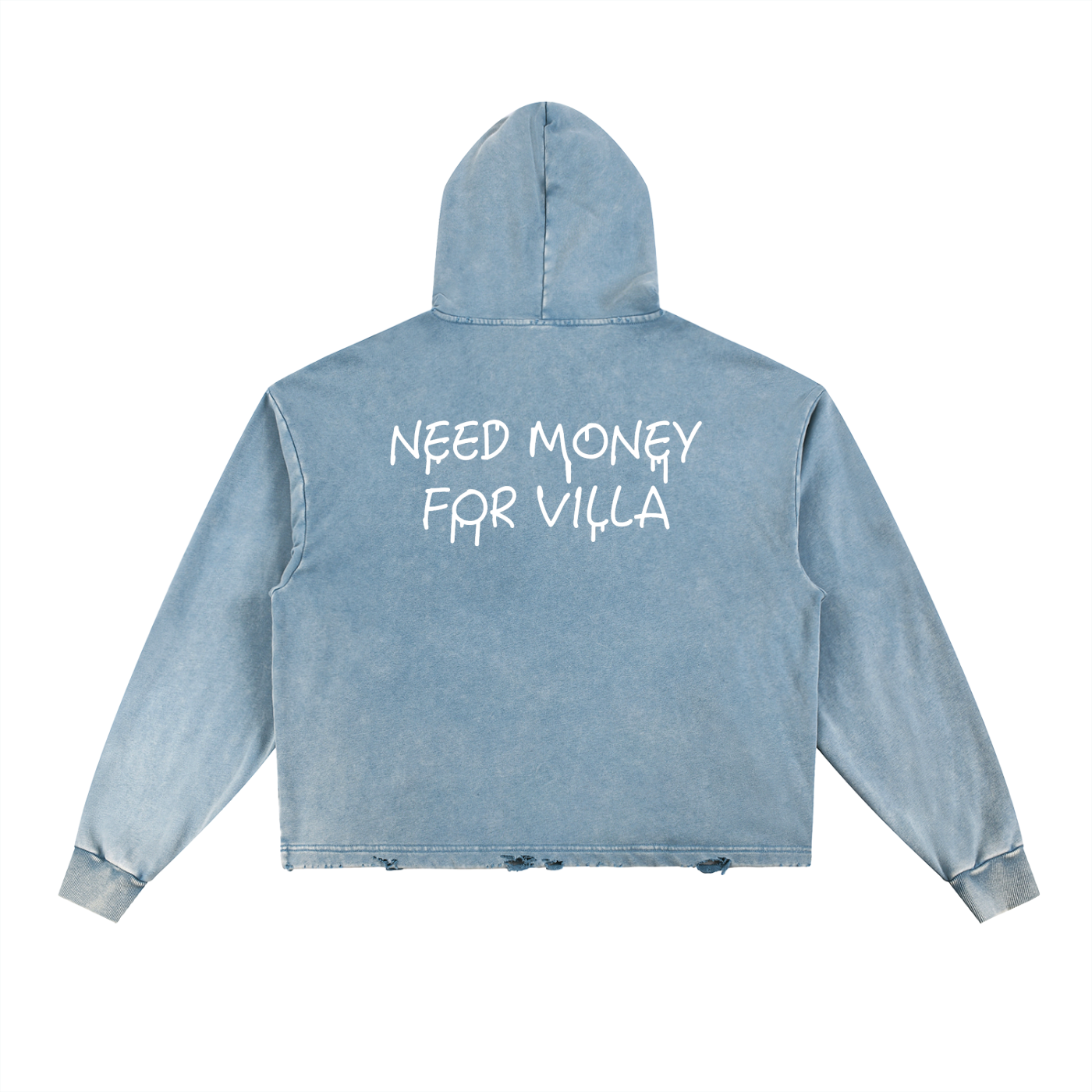 Vintage Washed Frayed-Hem Hoodie
